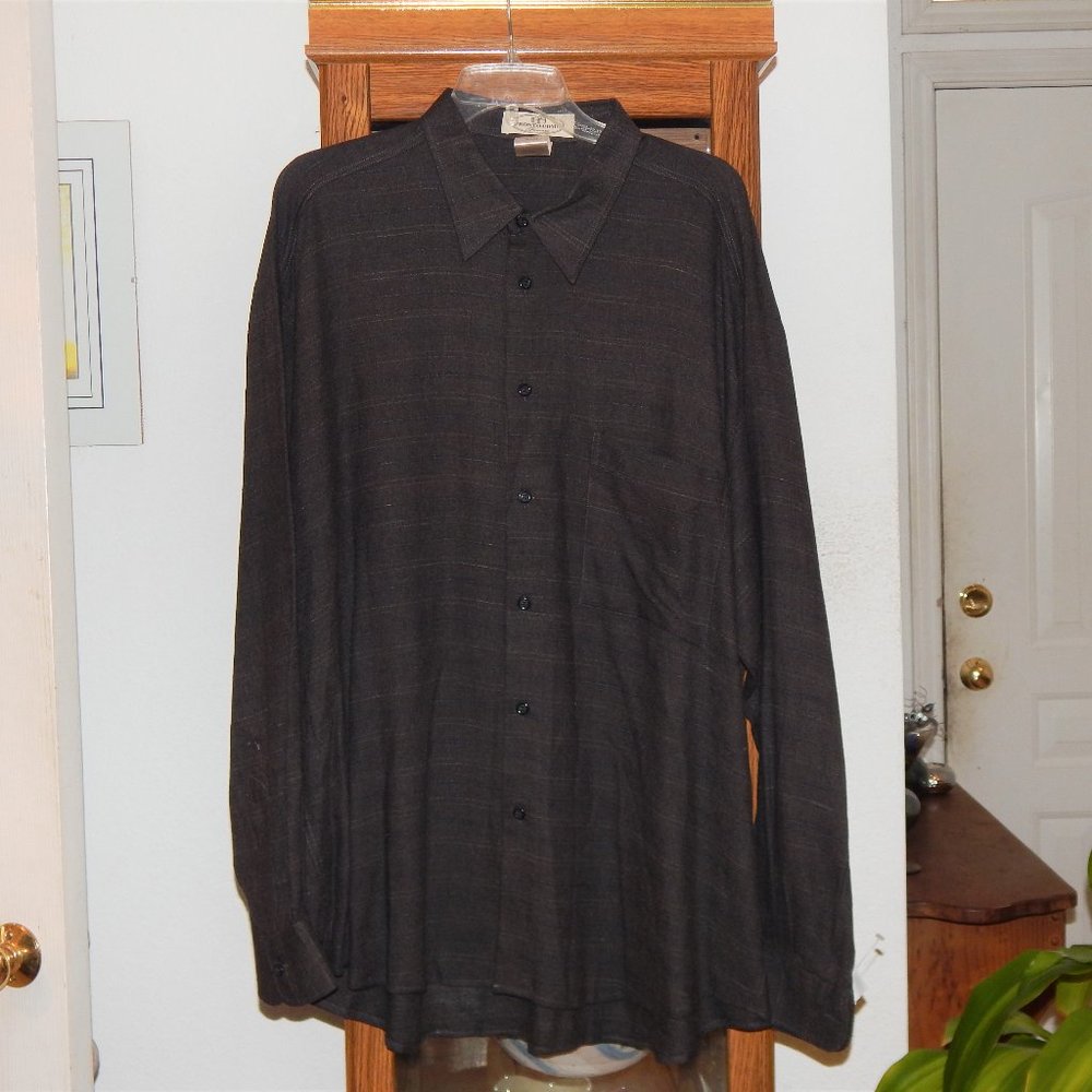 NWT $110 Dark Brown L/S Shirt PRONTO UOMO by FIRENZE XL / 54 Made In Ita…